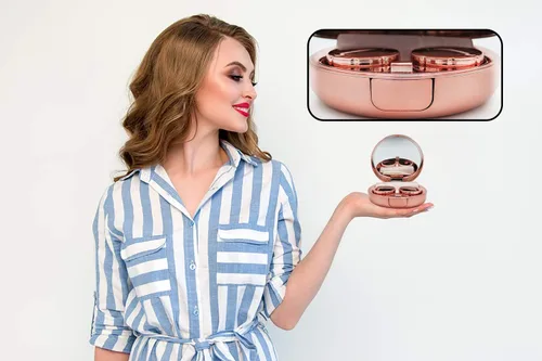 Vista 5 de Estuche para lentes de contacto, bonito kit de herramientas de extracción de lentes de contacto de color de ojos con botella de solución de espejo