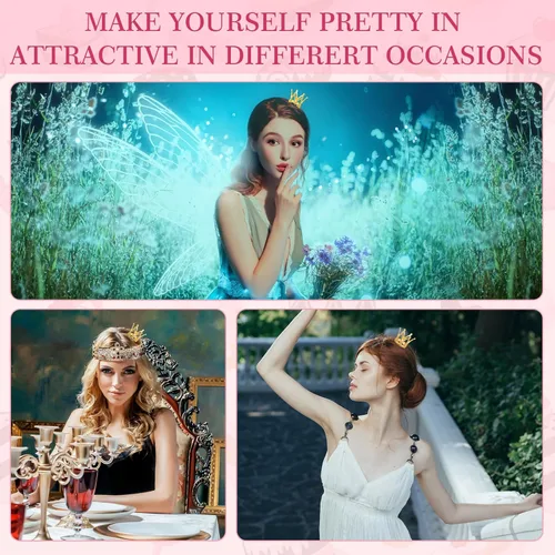 Vista 6 de Sintuff 60 piezas de mini coronas para cupcakes, corona dorada para tartas, corona pequeña para arreglos florales, tocado de princesa