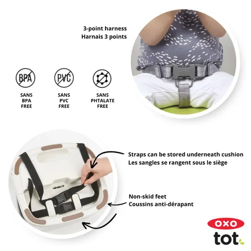 Vista 4 de Asiento elevador con correas para niños de Oxo Tot , Gris