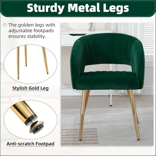 Vista 60 de ABET Silla de escritorio con ruedas, silla de terciopelo para oficina en casa, sillón giratorio con base dorada, sillas decorativas modernas