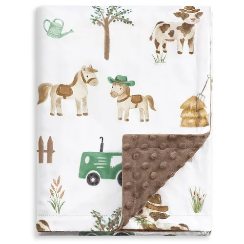 Vista 11 de HOMRITAR Manta de bebé para niños, manta de visón súper suave con respaldo de puntos, manta para niños pequeños con dinosaurios multicolor impreso