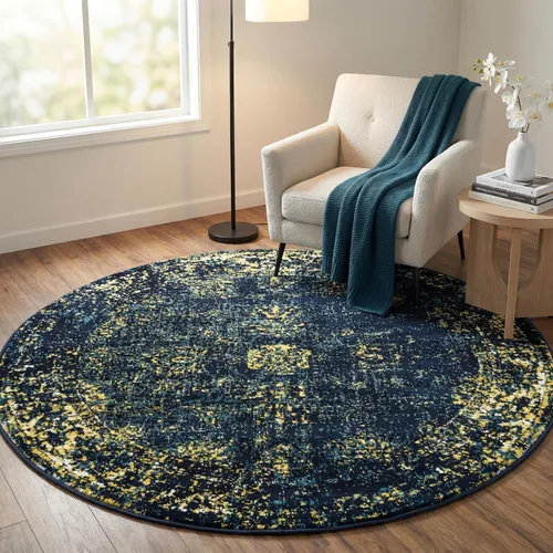 Vista 35 de Unique Loom Sofia Collection - Alfombra para área de casino (3 pies 3 pulgadas x 19 pies 8 pulgadas, para pasillo, azul marino/amarillo)
