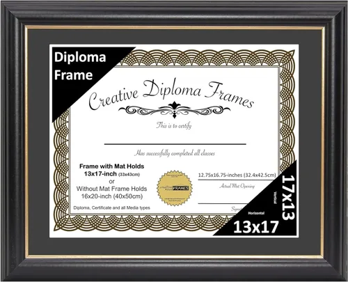 Vista 47 de Creative Picture Frames Marco de diploma Rockefeller de 6 x 8 pulgadas, color negro con borde dorado, muestra un certificado de 6 x 8 pulgadas u