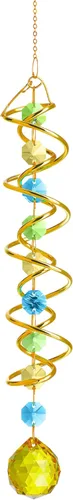 Vista 7 de H&D HYALINE & DORA Atrapasoles para Ventanas, Atrapasol de Cristal con Cuentas de los Siete Chakras, Cola Giratoria Decorativa Atrapasol