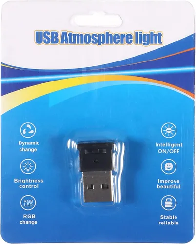 Vista 7 de 2 mini luces LED USB, 8 colores ajustables y brillantes, iluminación interior LED RGB para automóvil, luz de ambiente inteligente DC 5 V, luz