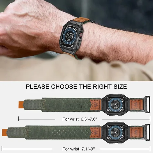 Vista 4 de BAITEYOU Correa con Funda Compatible con Apple Watch Series 6 5 4 SE 3 2 1 44mm 42mm, Correa de Nylon con Funda Resistente de Acero Inoxidable