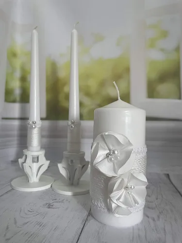 Vista 3 de Unity - Juego de velas para boda, accesorios de boda para recepción y ceremonia, juegos de velas, pilar Unity de 6 pulgadas y 2 tapones de 10