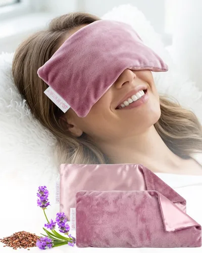 Vista 8 de Máscara de ojos con peso para dormir, yoga, meditación, almohada de ojos de lavanda calentada para dolor de cabeza, sinusitis, alivio de ojos secos
