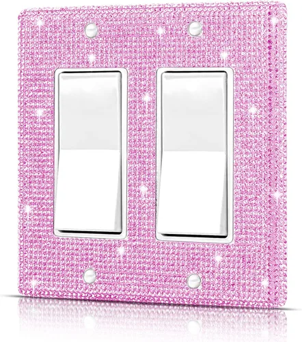 Vista 29 de Dengduoduo Placas de pared, cubierta decorativa para interruptor de luz, cubiertas decorativas de tomacorrientes, diamantes de imitación plateados