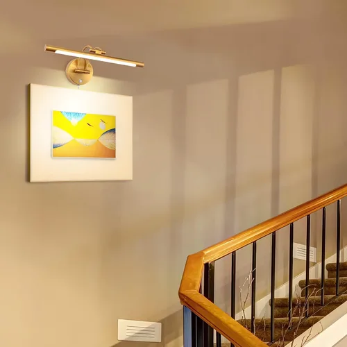 Vista 9 de MantoLite Lámpara LED para tocador de baño, regulable, 8 W, 16 pulgadas, lámparas de pared doradas, lámparas de pared para interiores, aplique