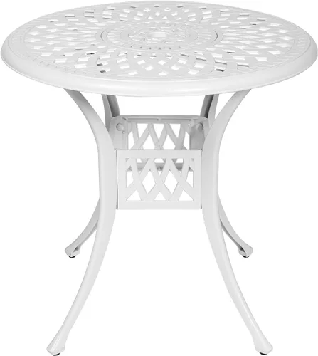 Vista 13 de MEETWARM Mesa de comedor cuadrada de 30.5 pulgadas, mesa de comedor de aluminio fundido para exteriores con agujero para sombrilla de 2.2 pulgadas