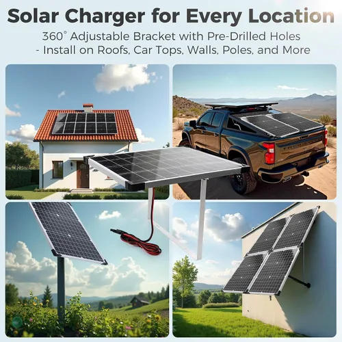 Vista 10 de Voltset - Cargador de batería solar de 10 W 12 V: mantenedor de panel solar para automóvil, barco - Cargador solar monocristalino impermeable