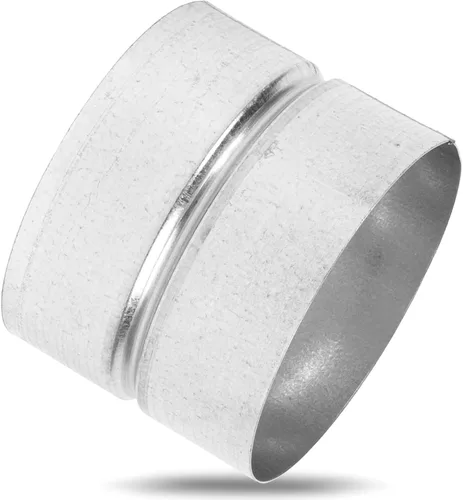 Vista 5 de Conector de conducto de ventilación de metal galvanizado de 4 pulgadas - Extensión redonda para ventilación - Acoplador de ventilación de metal de 4