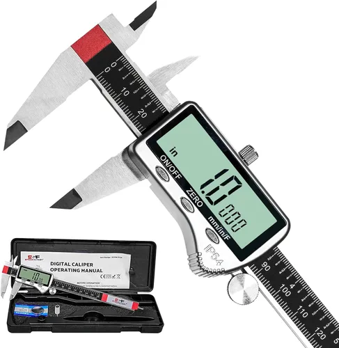 Herramienta de medición de pinza digital de 6 pulgadas con pantalla LCD extra grande DCXD6-SS-54, micrómetro digital de pinza Vernier IP54, mide