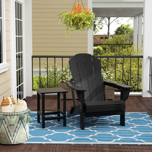 Vista 29 de WestinTrends Malibu - Juego de 2 sillas Adirondack con mesa auxiliar, asientos al aire libre para todo tipo de clima, silla plegable de plástico