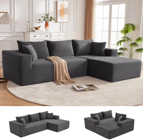 Vista 25 de Mangodan - Sofá seccional en forma de nube, sofá sin huesos para sala de estar, sofá seccional modular con asiento profundo, sofá esponjoso y cómodo