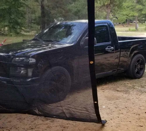 Vista 25 de Lona de malla negra 70% con ojales., Negro