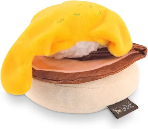 Vista 11 de P.L.A.Y. Juguetes de felpa lindos para perros, con temática de comida brunch, duradero, chirriante, masticable, para cachorros y perros pequeños