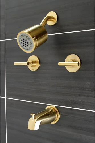 Vista 2 de Kingston Brass KBX8147CML Manhattan - Grifo de ducha y bañera de dos manijas, 7.13 x 12.5 x 5.5, latón cepillado