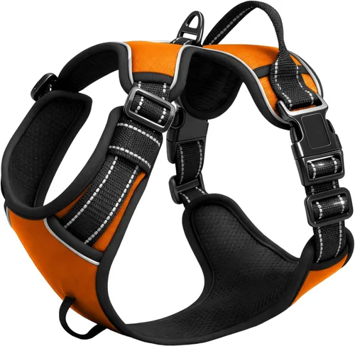 Vista 123 de Arnés para perro sin tirones, chaleco reflectante ajustable y acolchado para mascotas con asa de fácil control, fácil de llevar con nudo elegante