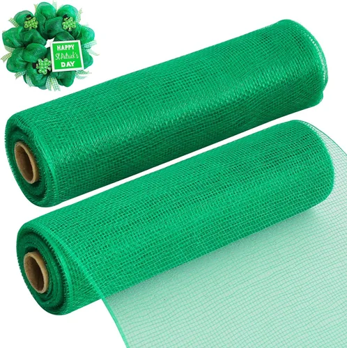 Vista 8 de TONIFUL 2 rollos de cinta de malla decorativa negra de 10 pulgadas, malla de tela para suministros de corona de malla, corona de puerta delantera