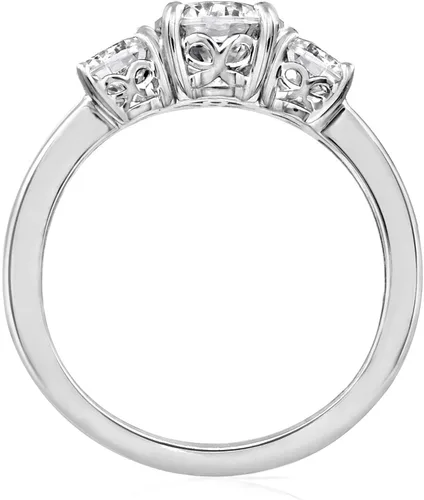 Vista 2 de Tienda Collection Platinum or Gold Plated Sterling Silver Round 3-Stone Ring made with Infinite Elements Cubic Zirconia