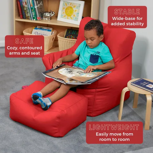 Vista 4 de Factory Direct Partners 10474-RD SoftScape - Juego de puf y otomano, muebles para niños, bibliotecas o hogar, color rojo
