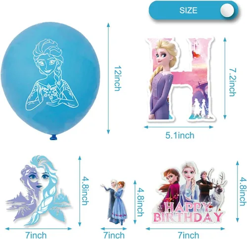 Vista 4 de Decoraciones de cumpleaños congeladas rosas,Suministros de fondo de fiesta de princesa congelada,Globos congelados para niña