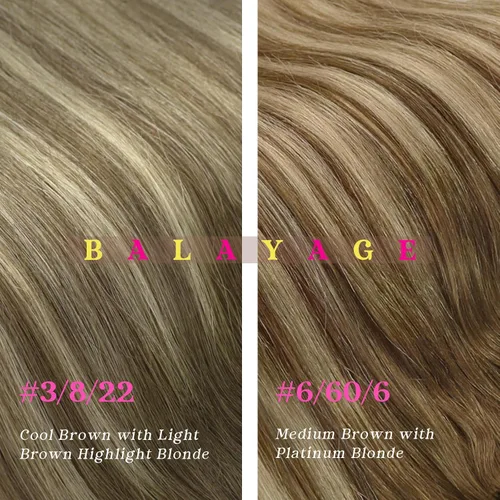 Vista 7 de Ve Sunny Extensiones de cabello humano real con clip balayage, color marrón castaño degradado a rubio, 12 pulgadas, 5 unidades, 2.82 onzas