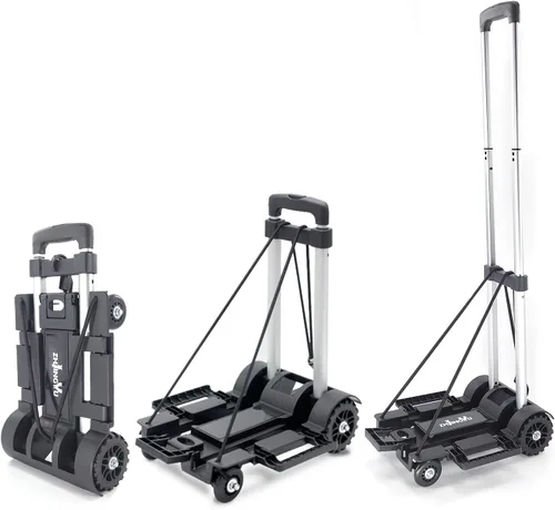 Vista 10 de Carretilla de mano plegable con dolly, carretilla de compras plegable, dolly de mano mini ligera, carretilla de mochila, carretilla de equipaje