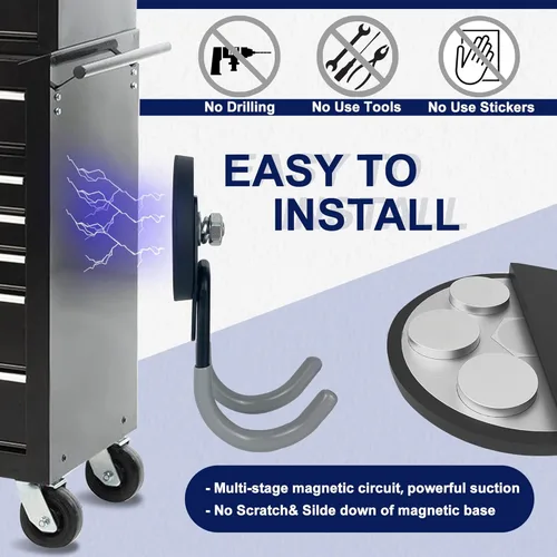 Vista 6 de TSUYA Ganchos magnéticos fuertes, ganchos magnéticos de garaje de 22 libras, ganchos de utilidad resistentes para colgar herramientas de patio