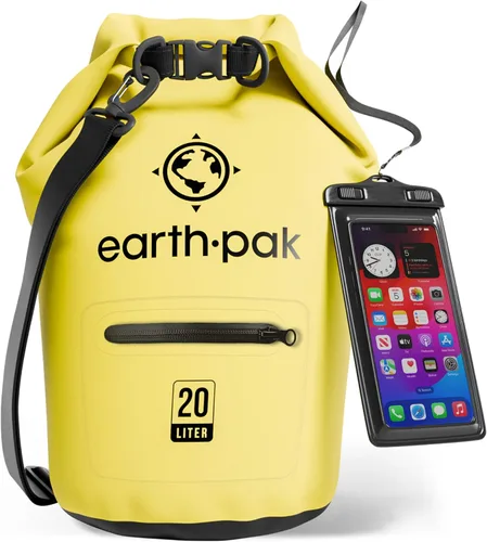 Vista 23 de Earth Pak Bolsa seca impermeable con bolsillo con cremallera, mochila impermeable para mantener el equipo seco