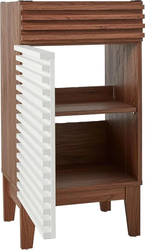 Vista 66 de Modway Render - Tocador de baño de 36 pulgadas en blanco nogal Nogal / fregadero blanco