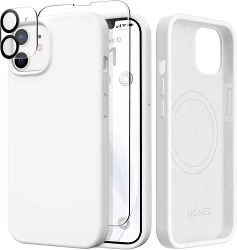 Vista 1437 de GONEZ Funda magnética para iPhone 14, compatible con Magsafe, con protector de pantalla + protector de cámara, forro de microfibra antiarañazos