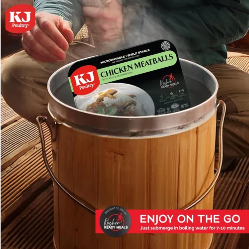 Vista 7 de KJ Poultry Comidas preparadas kosher – Bolas de carne de pollo y champiñones, comidas de carne MRE listas para comer, Halal, (1 unidad) preparado