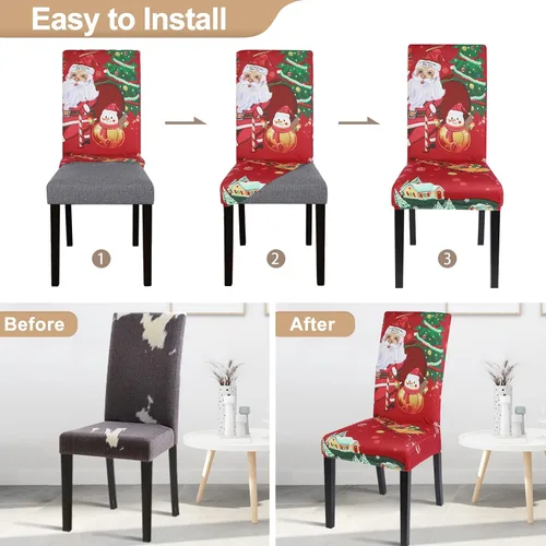 Vista 4 de SearchI - Fundas de silla para comedor, fundas de asiento elásticas, protectores de funda para sillas, funda lavable para sillas sin reposabrazos