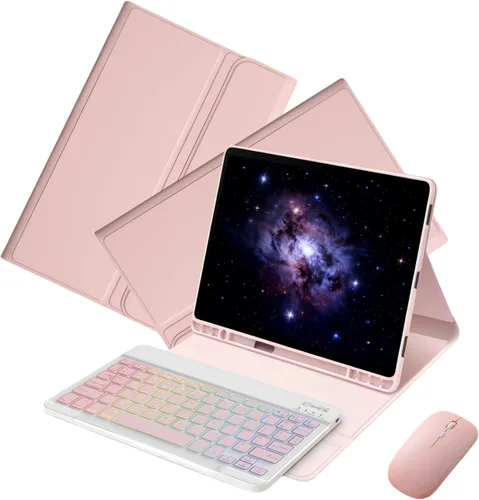 Vista 14 de Funda de teclado para Samsung Galaxy Tab S6 Lite de 10.4 pulgadas 2024, Samsung S6 Lite Funda para tableta con ranura para bolígrafo, teclado