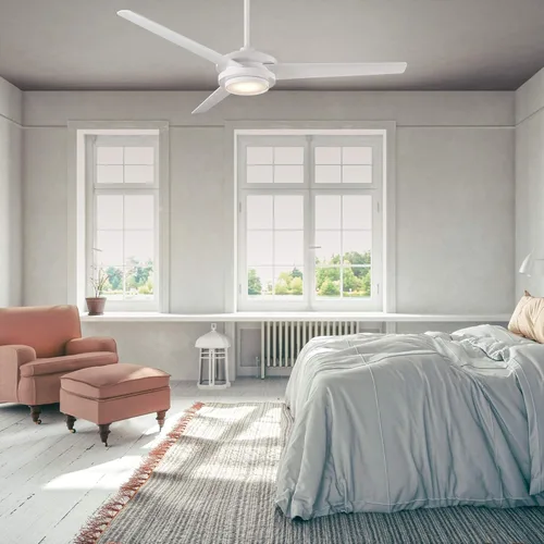 Vista 9 de WAC Smart Fans Geos Ventilador de techo de 3 aspas para interiores y exteriores, 60 pulgadas, blanco mate con kit de luz LED de 3000K y control