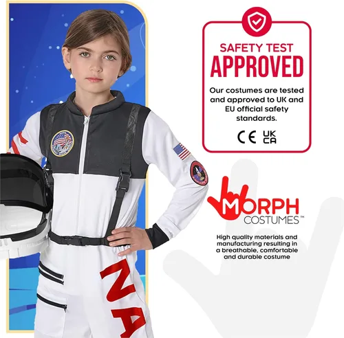 Vista 5 de Morph - Disfraz de astronauta para niños con casco - Disfraces de astronauta para niños - Disfraz de astronauta para niños - Traje de astronauta
