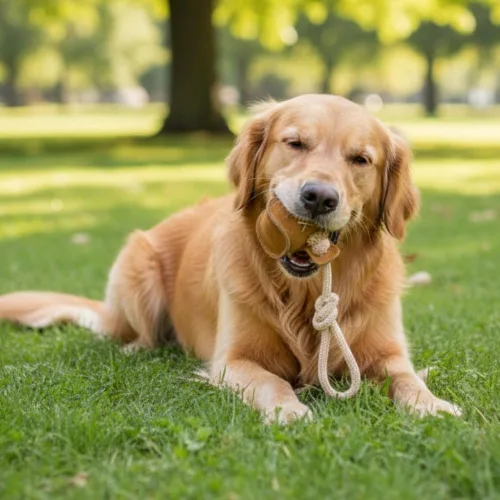 Vista 6 de Juguete masticable de cuero de gamuza natural y cuerda para perros medianos a grandes, forma de béisbol con cuerda anudada para jugar con tirón