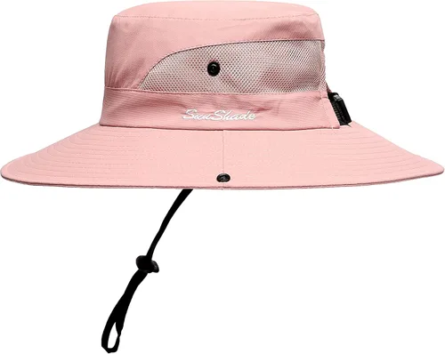 Vista 13 de Sombrero de sol para mujer de verano, sombrero de playa de ala ancha, protección UV al aire libre, plegable, malla fresca, diseño para cola