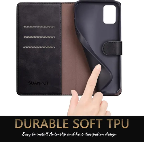 Vista 5 de SUANPOT Funda tipo cartera de cuero para Samsung Galaxy A71 5G (versión 4G) con tarjetero de crédito RFID con tapa para Samsung A71, funda