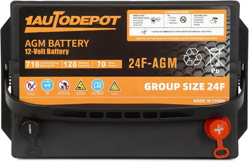 Vista 3 de 1AUTODEPOT Batería de automóvil BCI Group 24F, batería automotriz premium libre de mantenimiento AGM de 12V 70Ah, 710CCA, 120RC, garantía de 36 meses