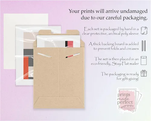 Mid Century Contemporary Wall Art - Modern Abstract Prints - (Set of 6) – 8x10 - Unframed - Minimalism Décor