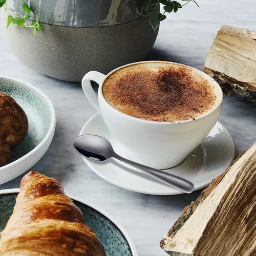 Vista 2 de Buyer Star Cucharas de café, cucharas de postre negras de acero inoxidable 18/10, cucharas de café expreso, juego de 8, cucharas pequeñas de metal