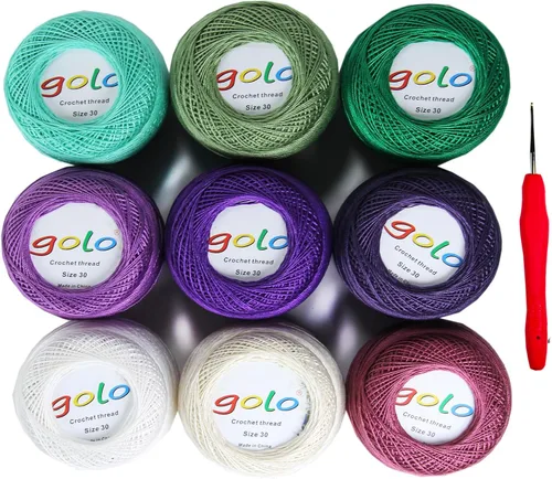 Vista 51 de Golo 3 bolas de hilo de ganchillo tamaño 30, hilo de bordar y lana para tejer a mano para calados 045