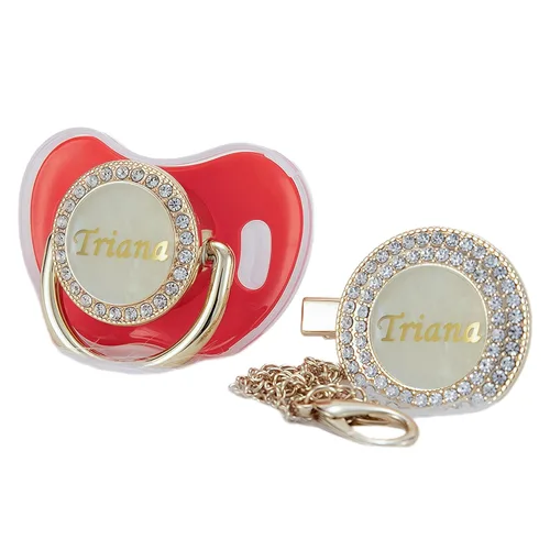 Vista 11 de Set de clip para chupete y chupete bling personalizado con cualquier nombre (Negro)