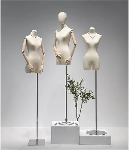 Vista 4 de Adjustable 2pcs Female Mannequin Dress Form Set, Removable Head & Arms, Height Adjustable Clothing Display Model for Dresses & Jewelry, Size With