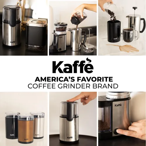 Vista 6 de Kaffe - Molinillo de café eléctrico con ajustes ajustables para molienda de grano de café de precisión (capacidad de 5.5 onzas) cepillo de limpieza