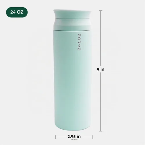Vista 3 de FORME - Blender Shaker Bottle, Double Insulated Stainless Steel, 23.7 oz Sea Mist
